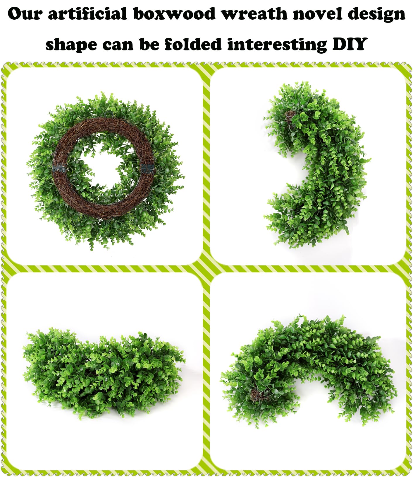 DUZYXI Boxwood Wreath Artificial Preserved for Garden Front Door, The Green Boxwood Wreath Will Keep Your Door, Walls, and Windows Fresh All Year Round and is an Great Home Decor -20 INCH