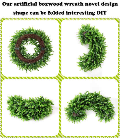 DUZYXI Boxwood Wreath Artificial Preserved for Garden Front Door, The Green Boxwood Wreath Will Keep Your Door, Walls, and Windows Fresh All Year Round and is an Great Home Decor -20 INCH