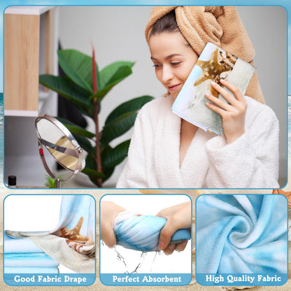 FuWeave 8 Pcs Summer Beach Shower Curtain Set Bathroom Decor Sea Ocean Waterproof Bathroom Accessories Shower Curtain Sets with Towels Carpet Bath Mat Toilet Rugs and 12 Hooks