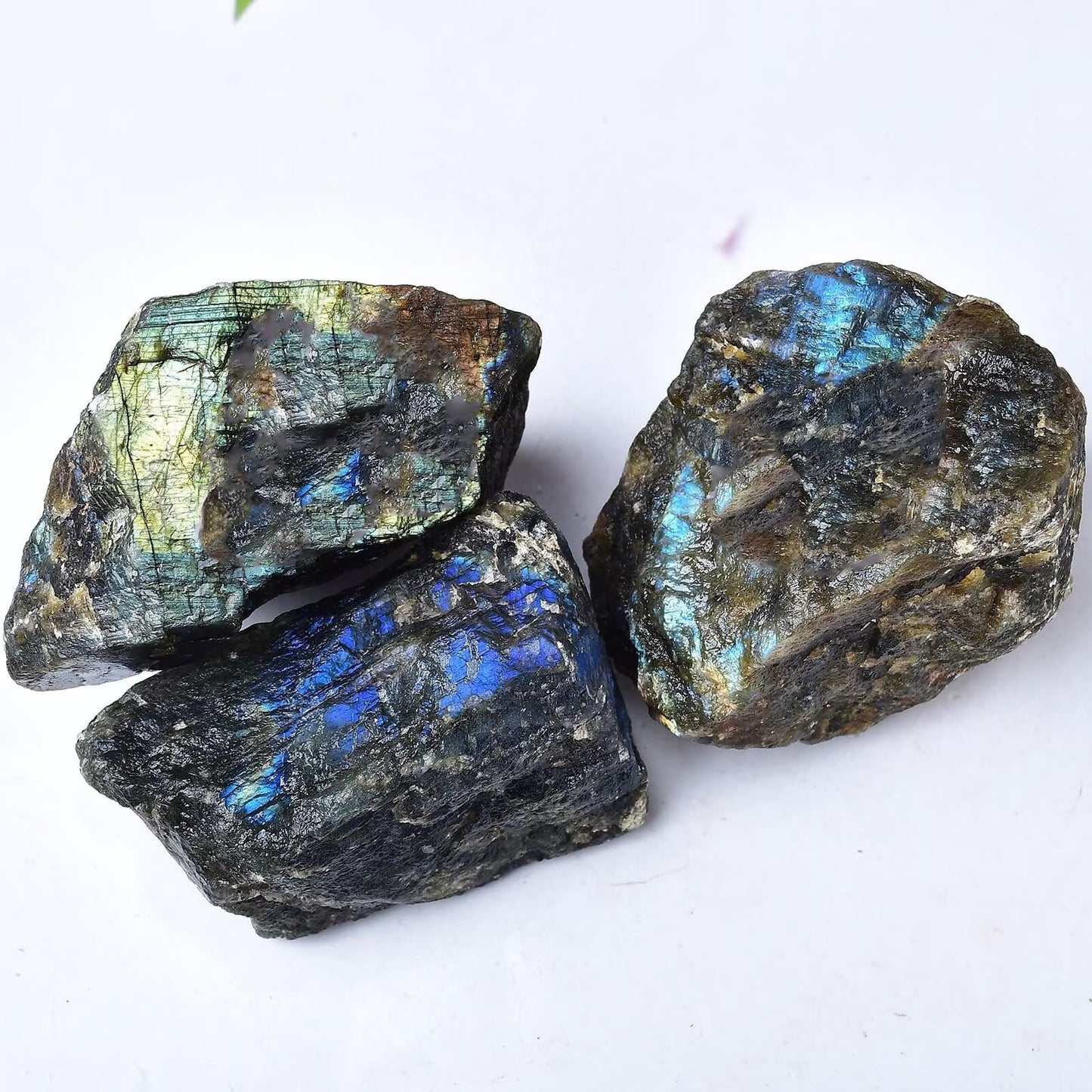 FZBHRO Raw Labradorite Stone Blue Rough Labradorite Rock Healing Crystal and Stone for Tumbling Meditation 0.8-1.3 Pound