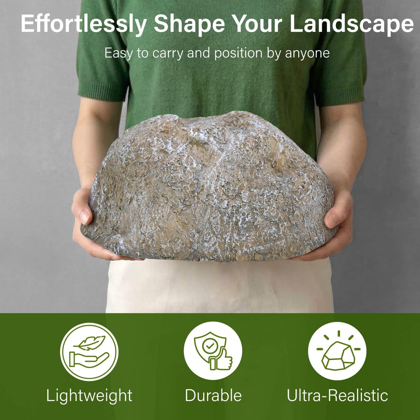NUPICK Small Fake Rock Cover, Gray Artificial Landscape Rocks for Sprinkler Valves, 13"x10"x5" Lightweight & Durable Outdoor Decorative Stones for Garden, Pipeline, Patio, Poolside & Porch