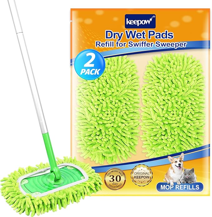 KEEPOW Reusable Microfiber Mop Pads Compatible