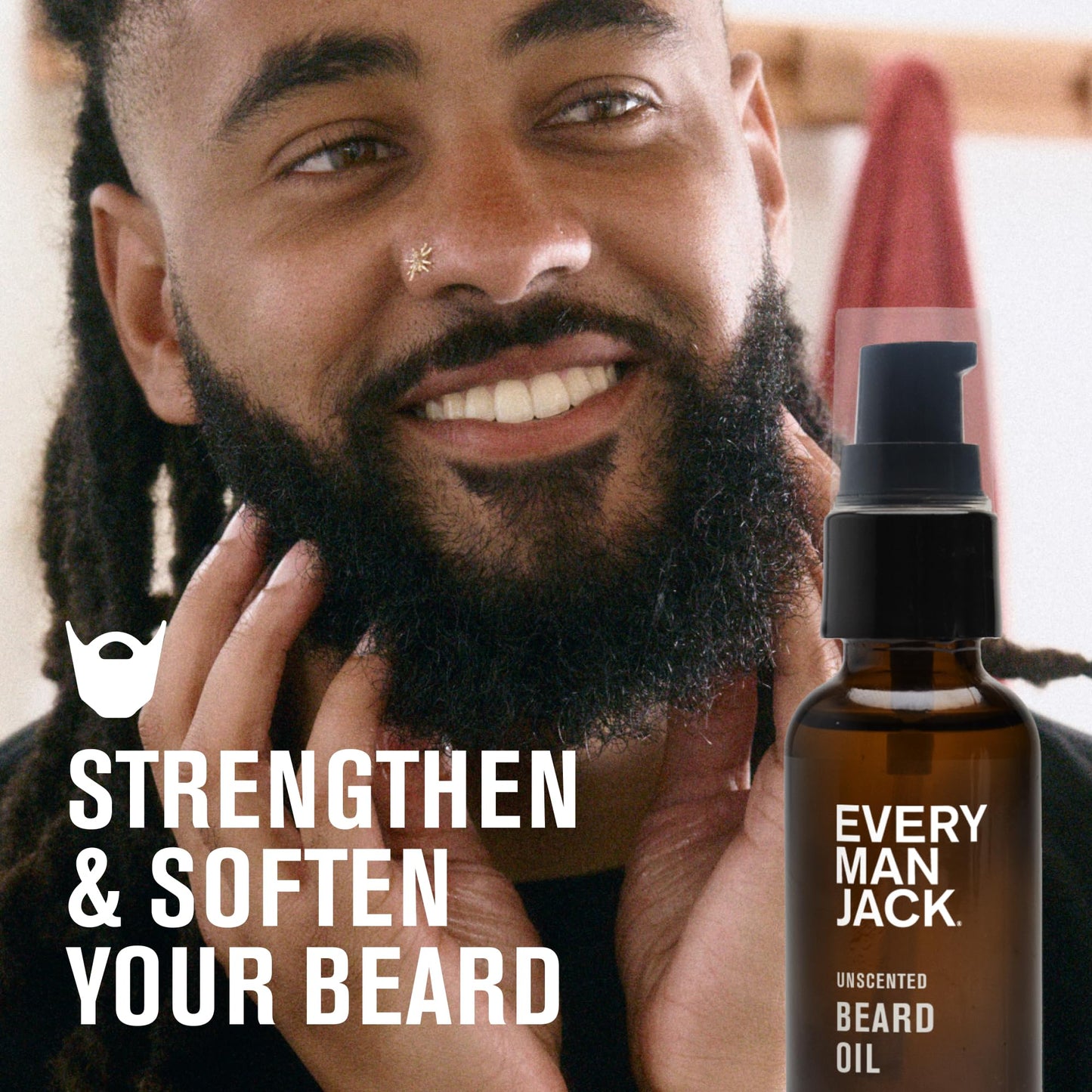 Every Man Jack Men's Beard Oil - Aged Bourbon Fragrance - Deeply Moisturizes and Softens Your Beard and Adds a Natural Shine - Naturally Derived with Shea Butter and Argan Oil - 1 fl oz