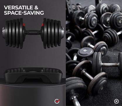 Yaheetech Adjustable Dumbbell Set 28/40/52.5/90LBS Adjustable Dumbbells Fast Adjust Dumbbell Weight Set with Anti-Slip Handle and Tray for Men/Women Home Gym Strength Training Equipment Single/Pair