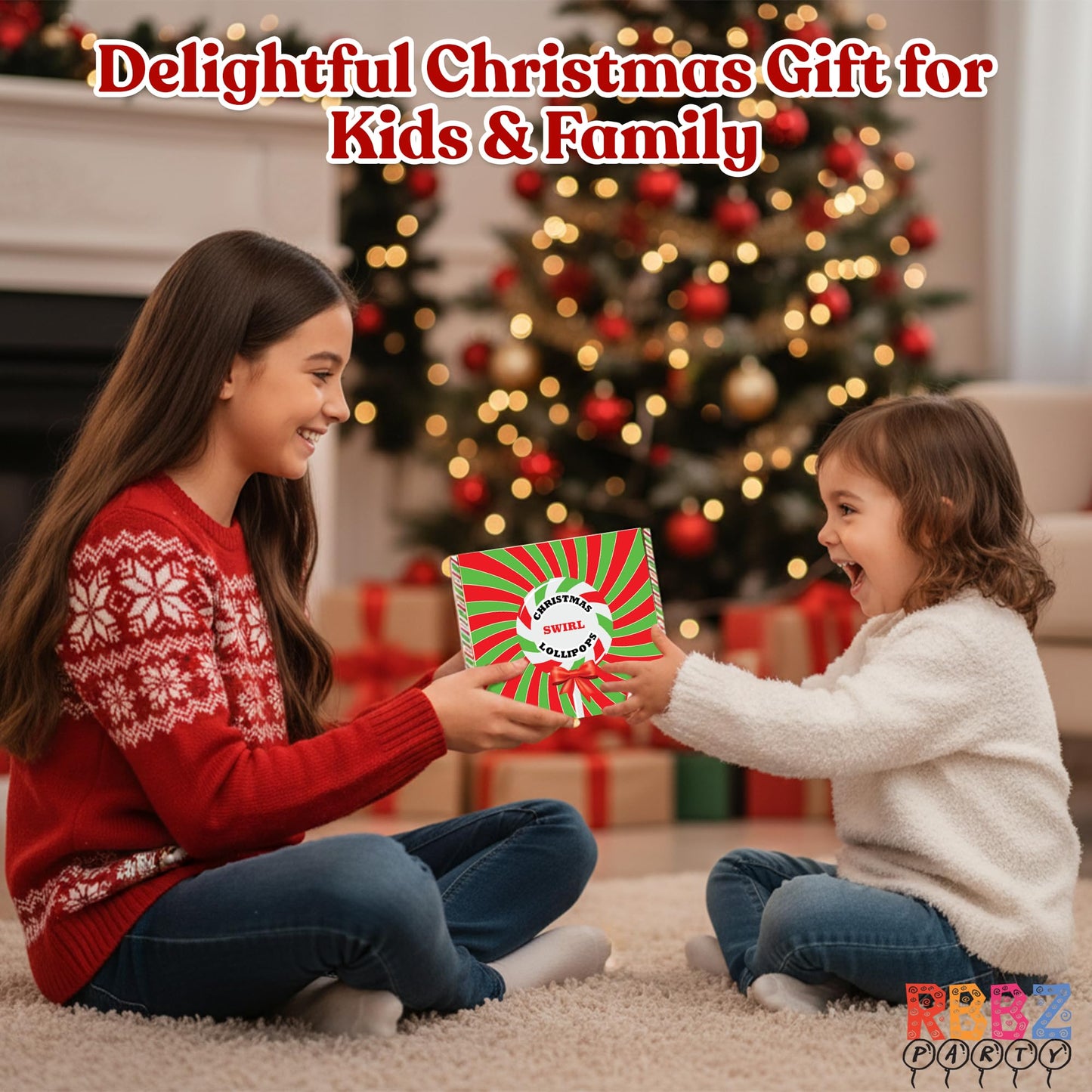Christmas Lollipops with Red Bow - 24 Pack Individually Wrapped Christmas Candy Bulk – Stocking Stuffers for Kids – Xmas Party Favors, Classroom, Holiday Goodie Bag Fillers, Seasonal Treats, and Birthday Parties