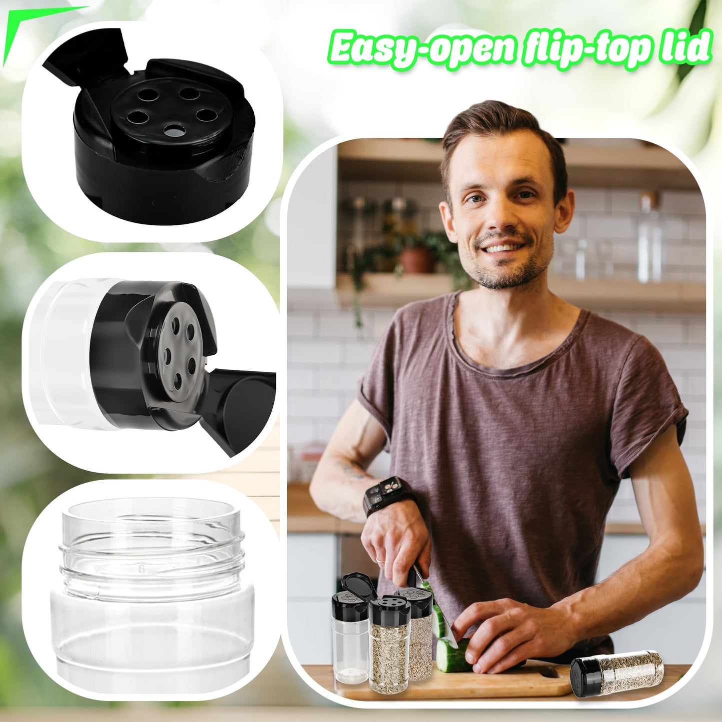 20 Pcs 3.4 oz Plastic Spice Jars with Shaker Lids Empty Spice Bottles Clear Seasoning Containers for Kitchen Home Storing Salt Seasoning