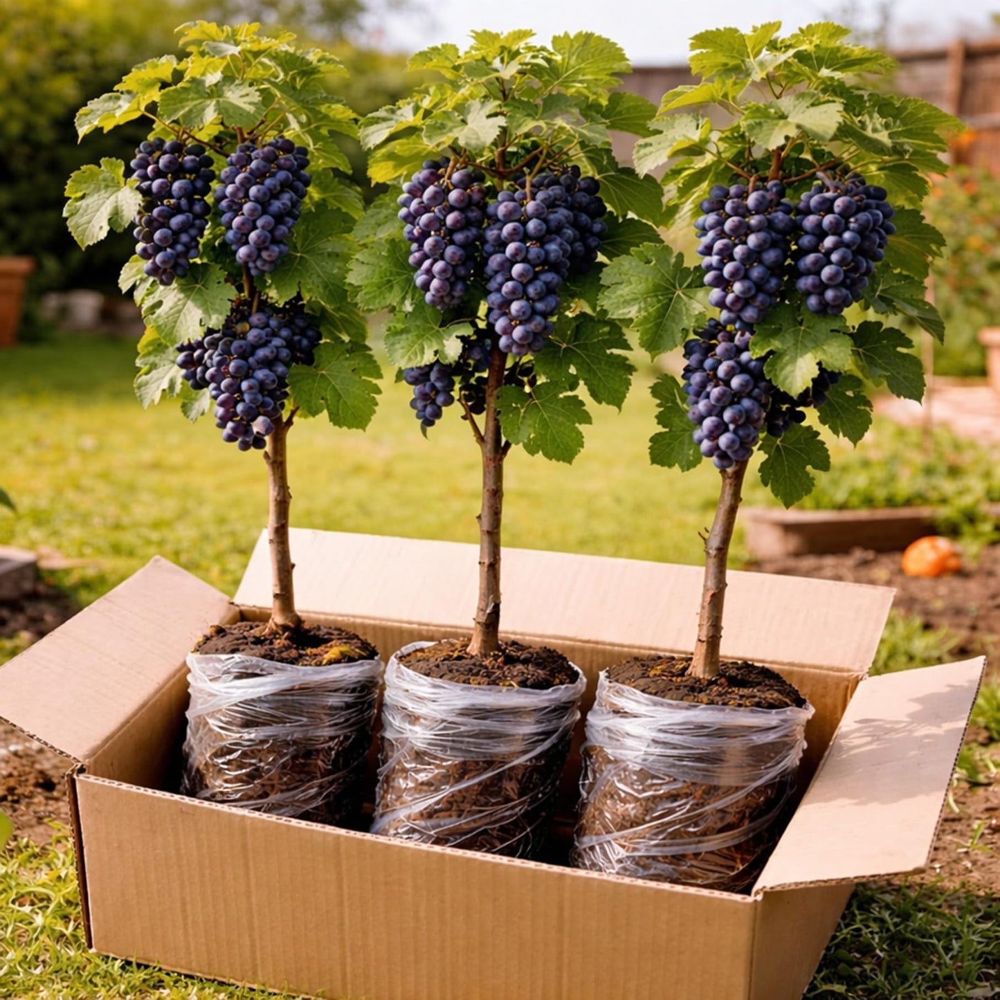 3 Concord Grapevine Live Plants – Sweet Table Grapes for Garden, Trellis, Pergola & Backyard Vineyard – Fast Growing Fruit Vine (3 Plants)