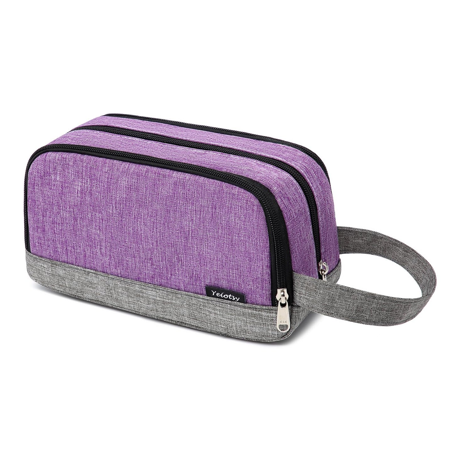 Yeiotsy Men's Travel Toiletry Bag – Color Clash Dopp Kit with Mesh Pockets, Durable Shaving Organizer for Gym, Camping & Weekend Trips (Purple)