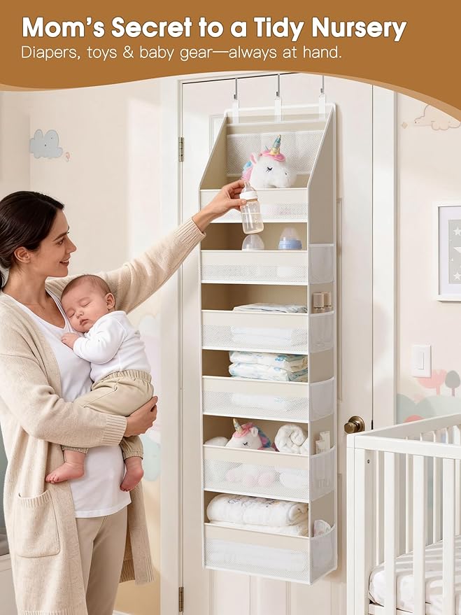 Criusia 2 Pack Over the Door Organizer, 6-Shelf Closet Hanging Storage