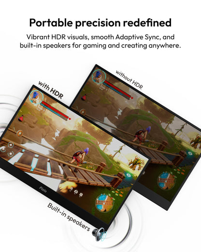 Pixio PX160 Wave Pink Portable Monitor 15.6 inch 60Hz FHD 1080p IPS Panel HDR Screen Cover Stand USB-C HDMI Laptop Screen Extender Portable Monitor for Laptop, PC, Console, Phone