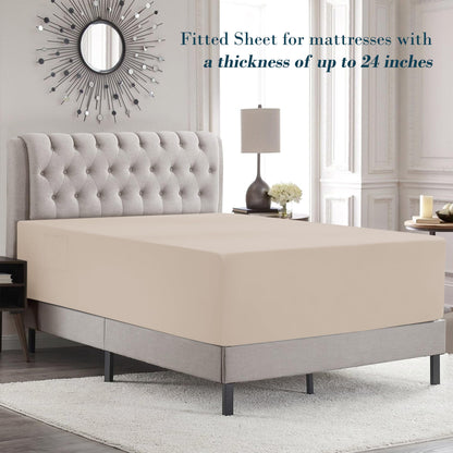 Mocassi Full Size 4-Piece Bed Sheet Set - 1800 Premium Hotel Quality Microfiber 18-24 Inches Extra Deep Pocket Fitted Sheet- Luxury Soft, Breathable, Wrinkle, and Fade Resistant, Cream