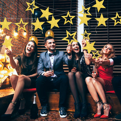 Fuyoooo 30 Pcs Large Gold Star Cutouts Paper Decorations 3 Sizes 6" 9.8" 10.6" Double Printed Star Cardboard Wall Decor Confetti Cutouts for Graduation Classroom Wall Bulletin Board Decor
