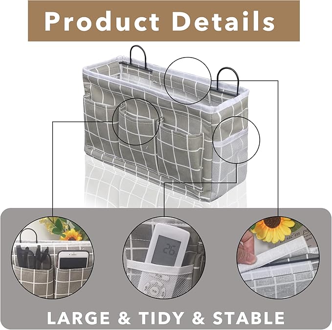 2pcs Light-Style Wall Hanging Storage Bag, Linen Fabric Door Hanging Organizer