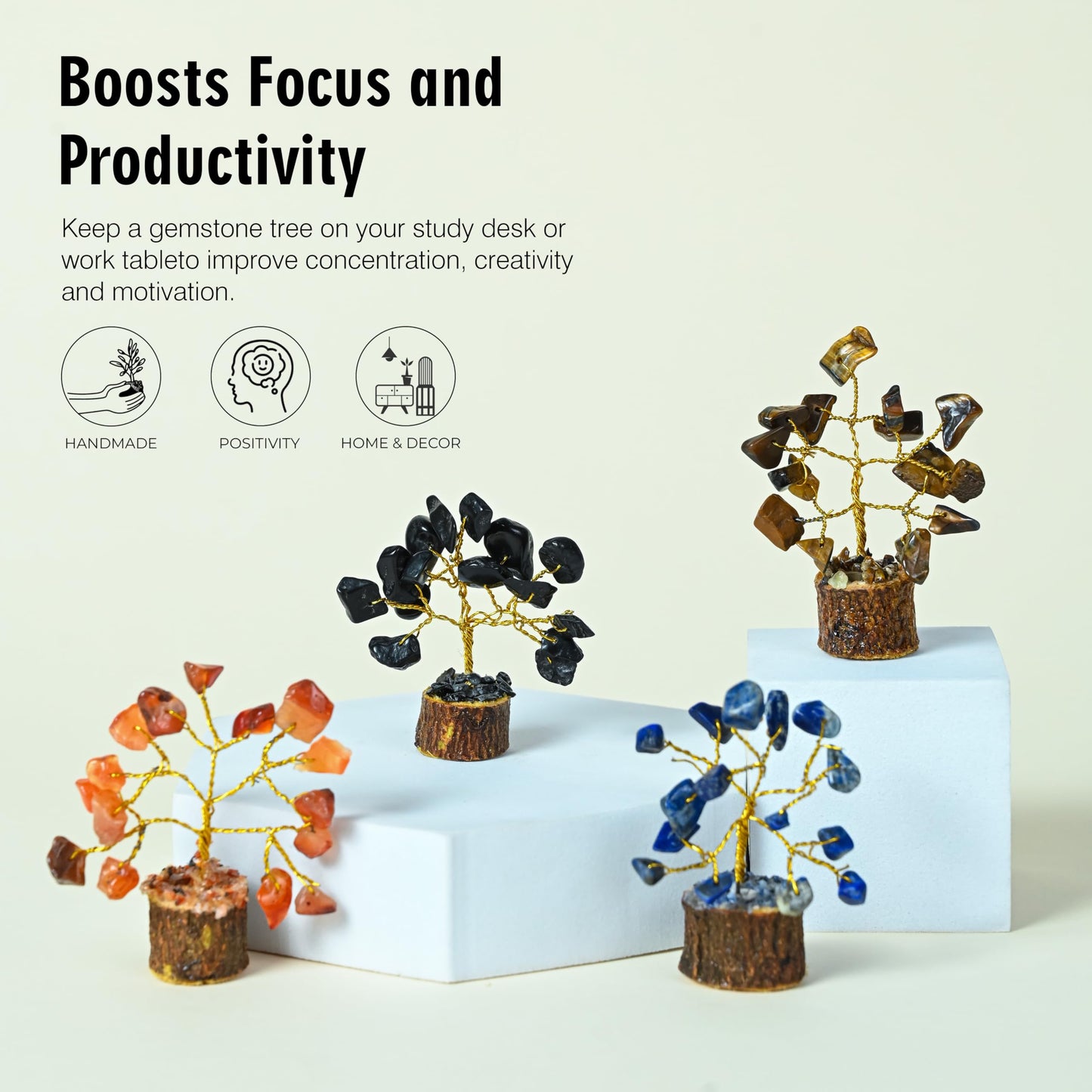 Crocon® Set of 12 Crystals Mini Stone Tree of Life Birthday Gifts for Women, Home & Office Decor, Money Tree Healing Crystals Gift Set Mom & Father Gift Ideas Housewarming Gifts New Home Sister & Dad