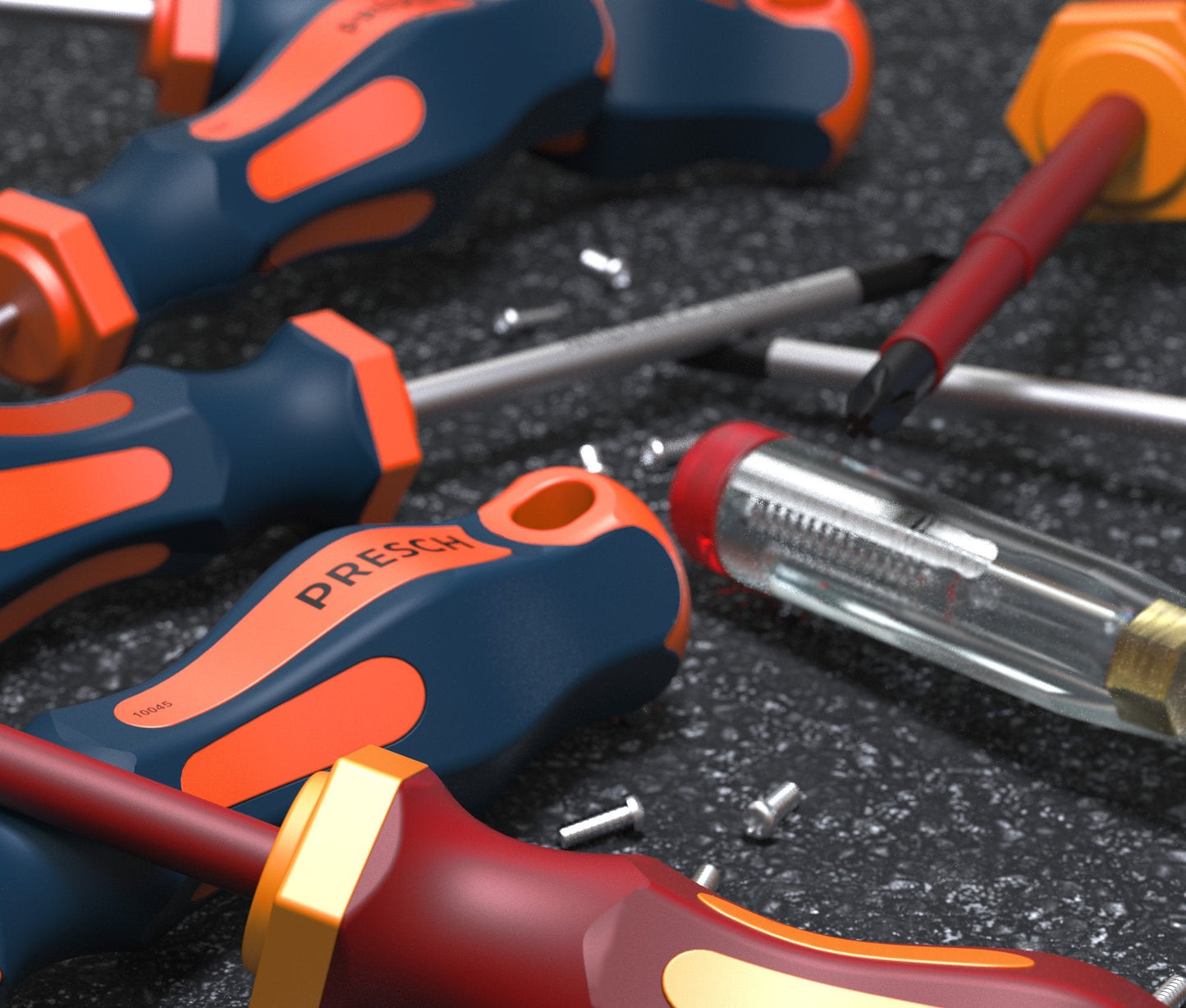 Presch Screwdriver Set 14 pcs - Magnetic Screwdriver Set with PH, Pozidrive, VDE Screwdrivers, Voltage Tester and Holder - Screw Driver Kit