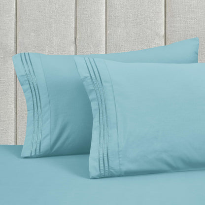 Mocassi Full Size 4-Piece Bed Sheet Set - 1800 Premium Hotel Quality Microfiber 18-24 Inches Extra Deep Pocket Fitted Sheet- Luxury Soft, Breathable, Wrinkle, and Fade Resistant, Aqua Blue