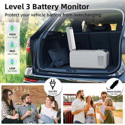 Antarctic Star Car Refrigerator, 12 Volt Car Fridge, 16 QT Portable Freezer Compressor Electric Cooler For Car, Control Panel with Lock, -4℉-68℉ 12V DC & 100V AC for Car/RV/Camping/Travel