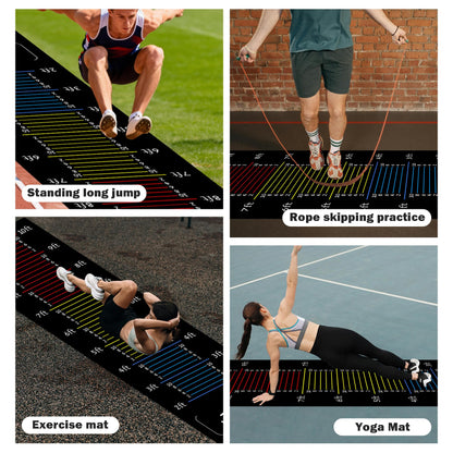 ASENVER Long Standing Jump Mat Non-Slip Broad Measurement Jumping Rope Pad Foldable Yoga Mat for Gym, Outdoor Exercise, Home Workout (Black, 11.5FT X 3FT)