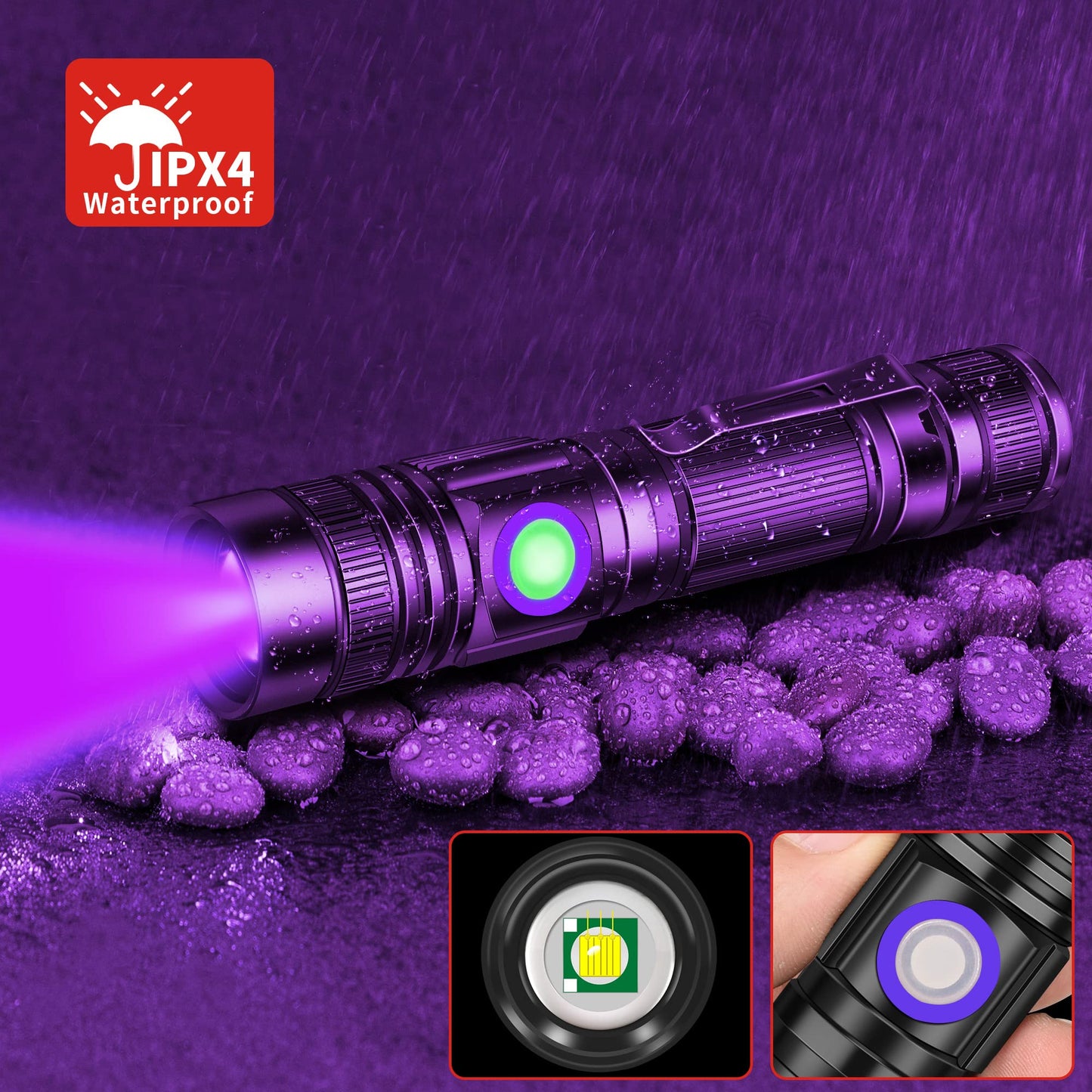 DARKBEAM UV Light Torch Ultraviolet Flashlight Rechargeable 395nm, Wood's Lamp Black Light Blacklight Portable Mini Handheld LED Pet Urine Ringworm Detector, Resin Curing, Pocket-Sized