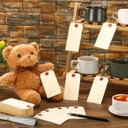 Sayglossy 1000 Pcs Blank Manila Shipping Tags with Wire 2 3/4" x 1 3/8" Yellow Paper Hang Luggage Price Asset Gift Label Tags