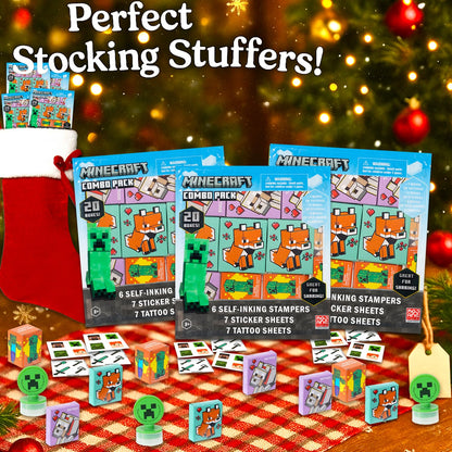 Minecraft Party Favor Boxes Set - Bundle with 40 Minecraft Stickers, Tattoos, Stampers for Easter Basket Fillers and More