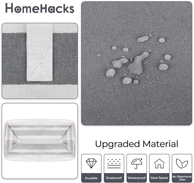 HomeHacks 3-Pack Large Laundry Basket, Waterproof, Freestanding Laundry Hamper