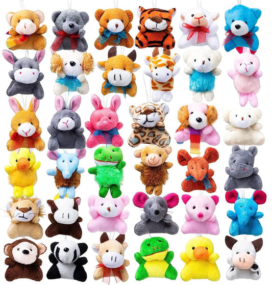 JOYIN 36 Pack Mini Animal Plush Toy Assortment (36 Units 3" Each),Bulk Stuffed Animals Party Favors for Kids, Small Animals Plush Keychain Decoration, Carnival Prizes, Christmas Party Favors