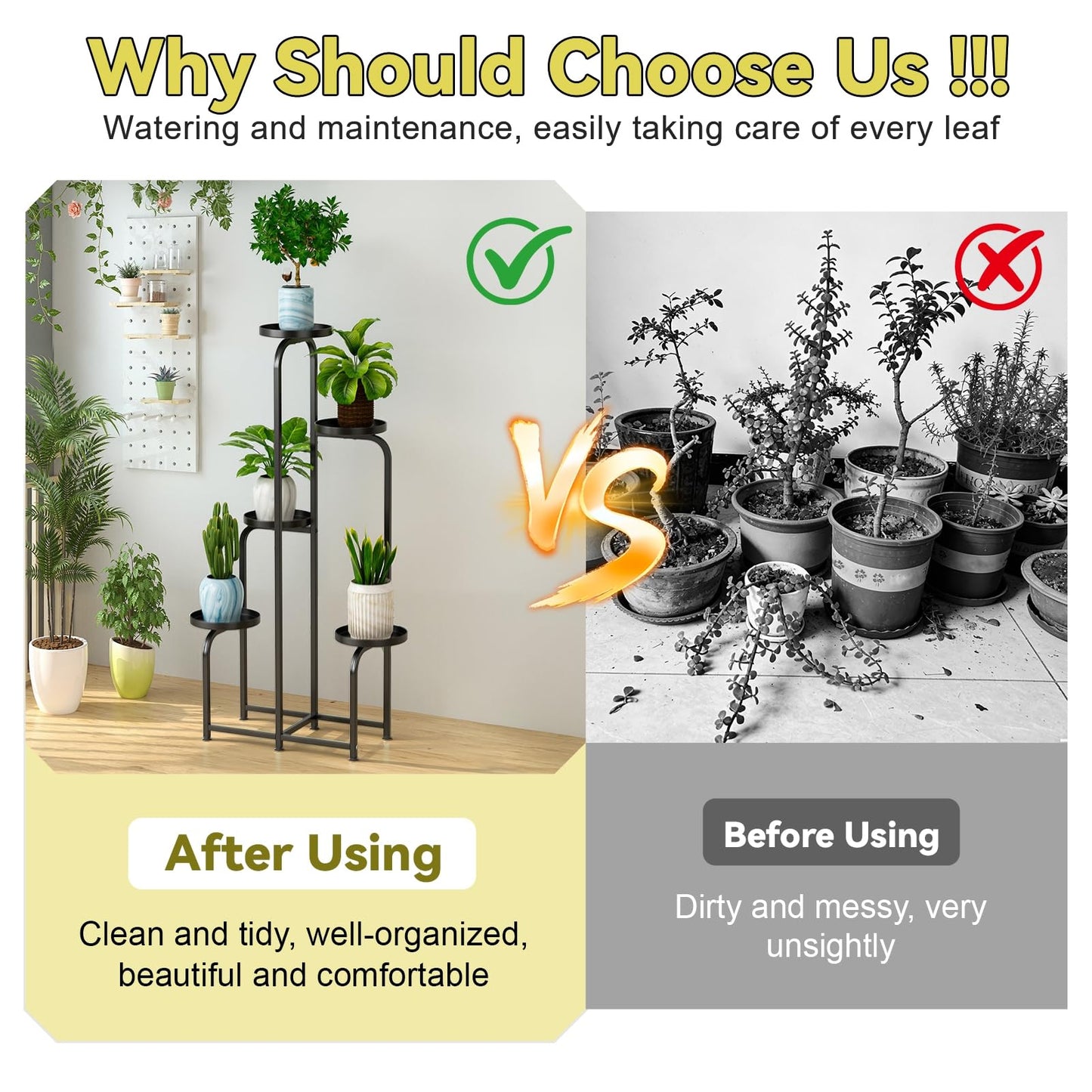 Gupeaoi 5 Tier Indoor Plant Stand Corner Metal Flower Shelf, Tiered Planter Display Shelves Orchid Rack for Patio, Balcony, Porch, Garden, Living Room,Space Saving & Multifunctional Black