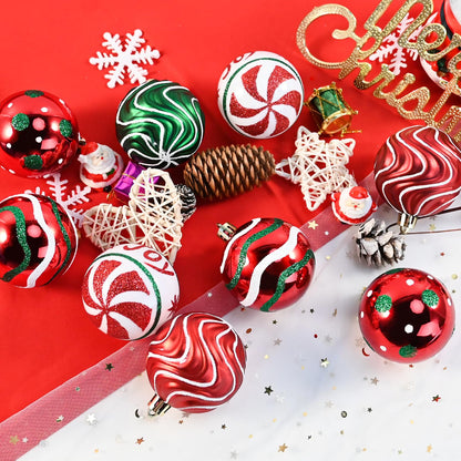 30PCS Christmas Ball Ornaments, 2.36" Red Green White Christmas Balls, Shatterproof Xmas Balls Decoration for Christma Tree, Painting & Glittering Hanging Ball for Party Event