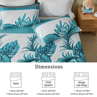 OARAGE Quilt Bedding Set, Blue Queen Comforter Set, Full Size Bedding Comforter Sets, Soft Lightweight Bedspread, Ultrasonic Microfiber Bed Coverlet for All Season (1 Quilt,2 Sham)