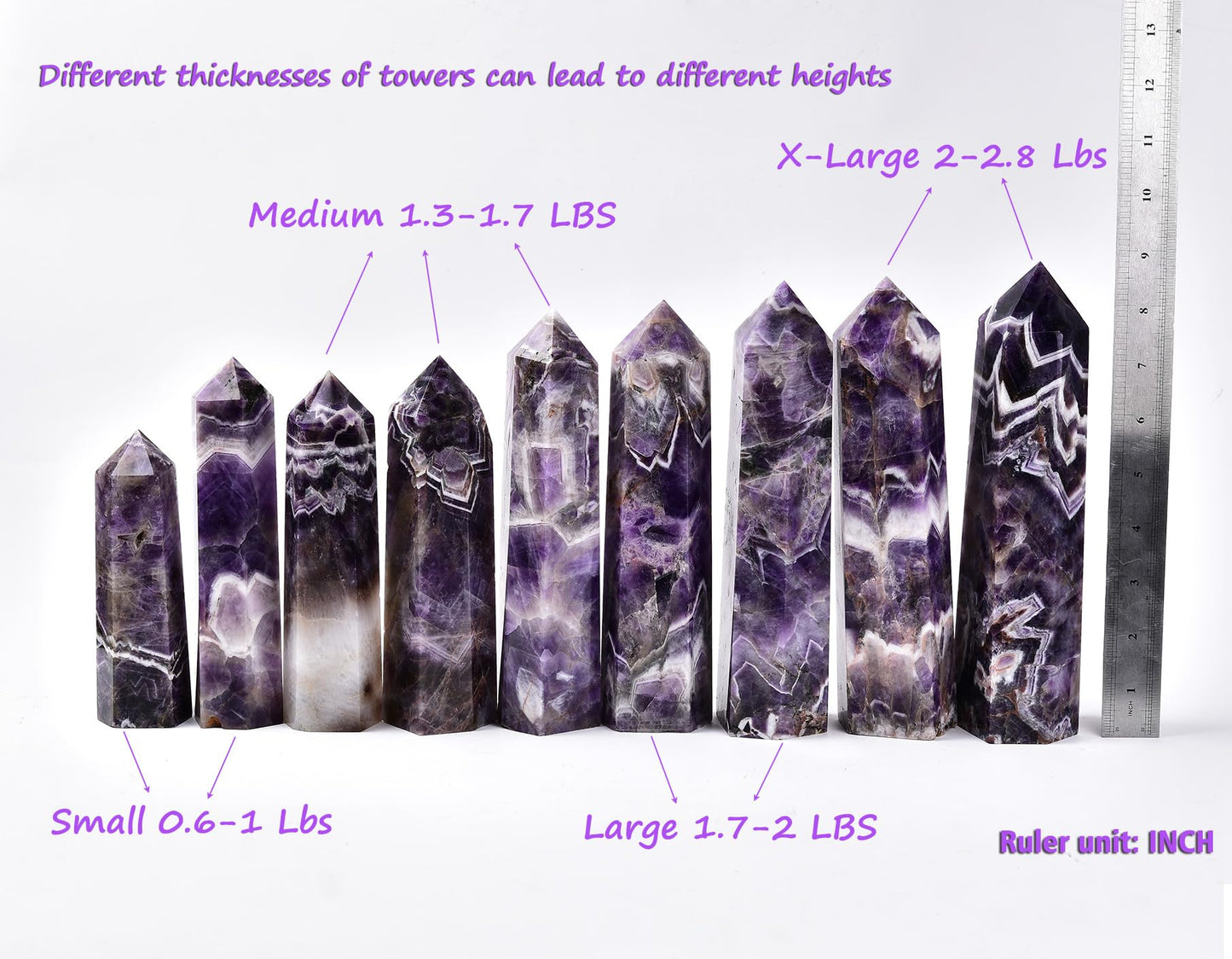 AMOYSTONE Large Crystal Tower Natural Dream Amethyst 6 Faceted Obelisk Healing Crystal Pillar Wand Tumbled Hexagonal Pointed 1-1.7 Lbs Home Décor