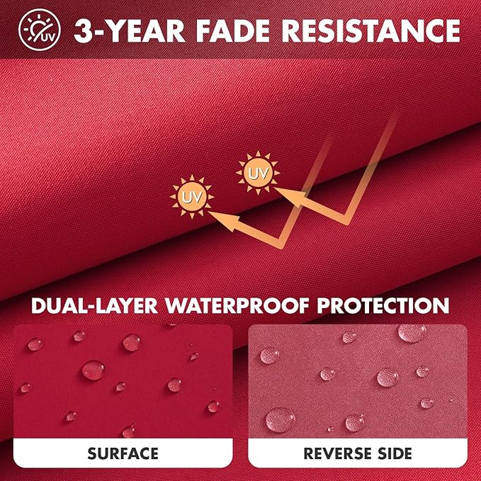 MIULEE Red Outdoor Seat Cushion 22x22 Inch Waterproof & 3 Year Fade Resistant