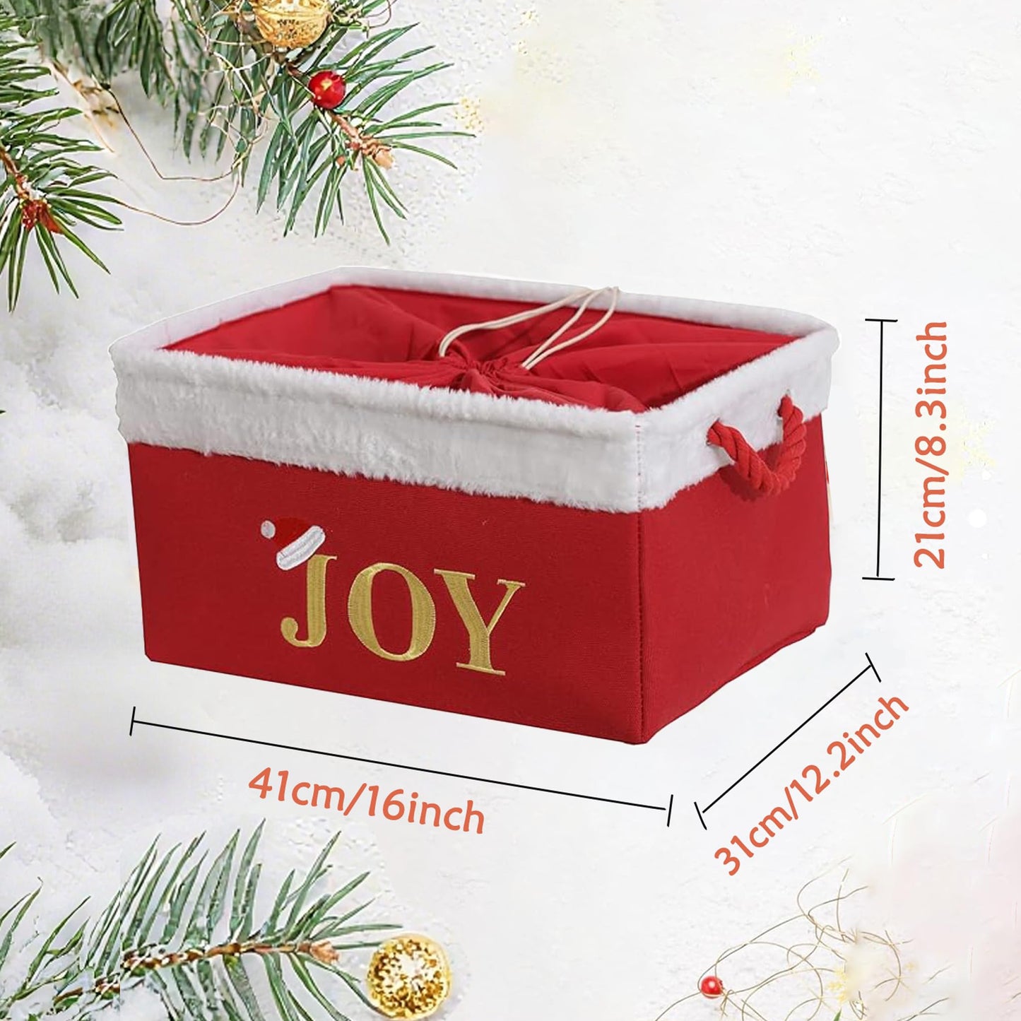 INough Christmas Basket Large Empty Christmas Baskets Red Christmas Gift Baskets with Handles Holiday Storage for Gifts Holiday Christmas Decor for Baby/Kids/Nursery Room