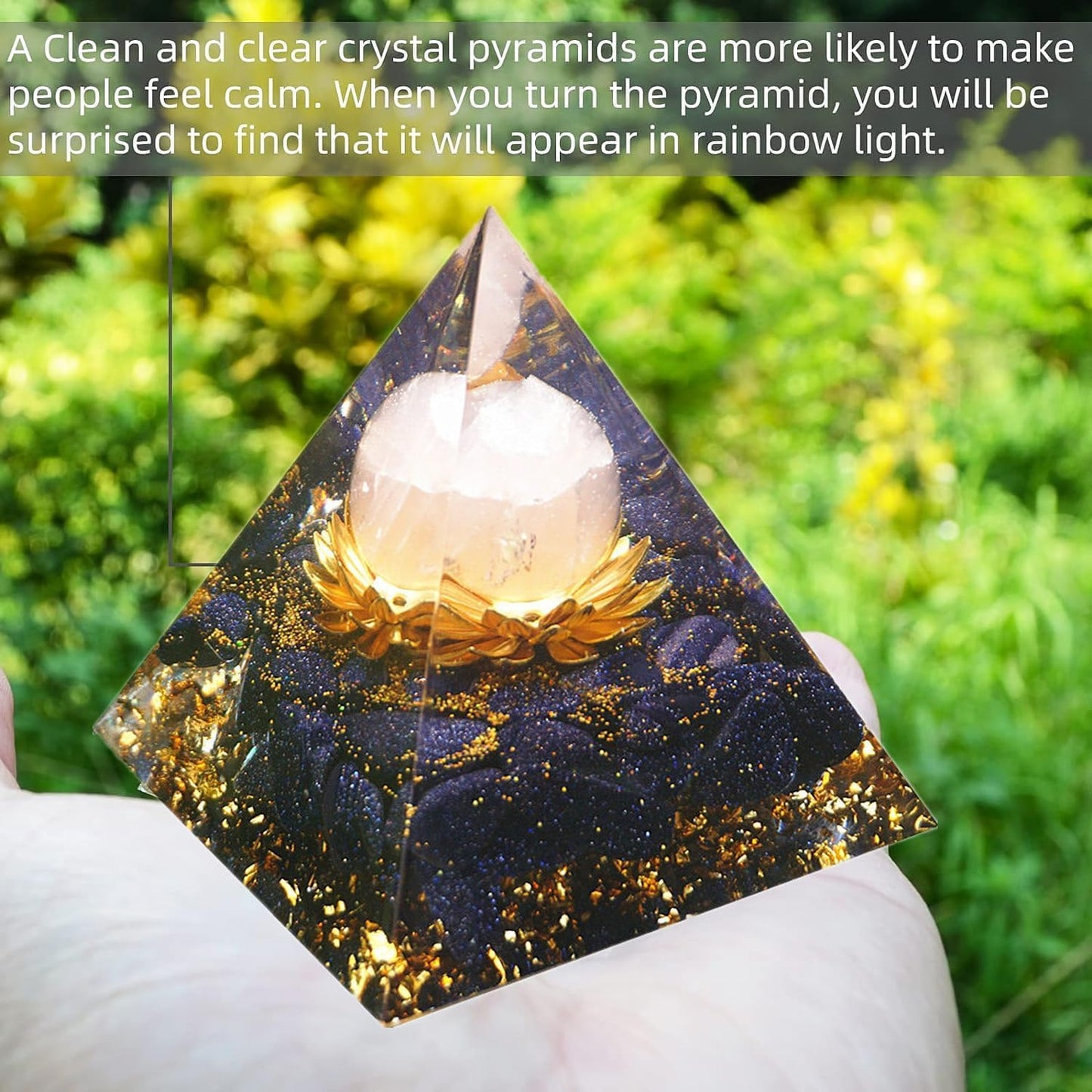 EternalOrgone New Inspirational Crystal Pyramid Orgone Pyramids Flower of Life Rose Quartz with Blue Standstone Reiki Charged Energy Pyramid Generator for Protection Meditation Orgonite Pyramids
