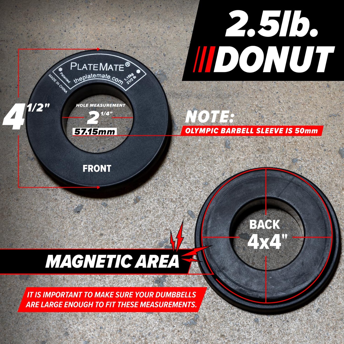 PlateMate Microload Pair 2 1/2 lb. Magnetic Donut Weights (5 lb. Set)