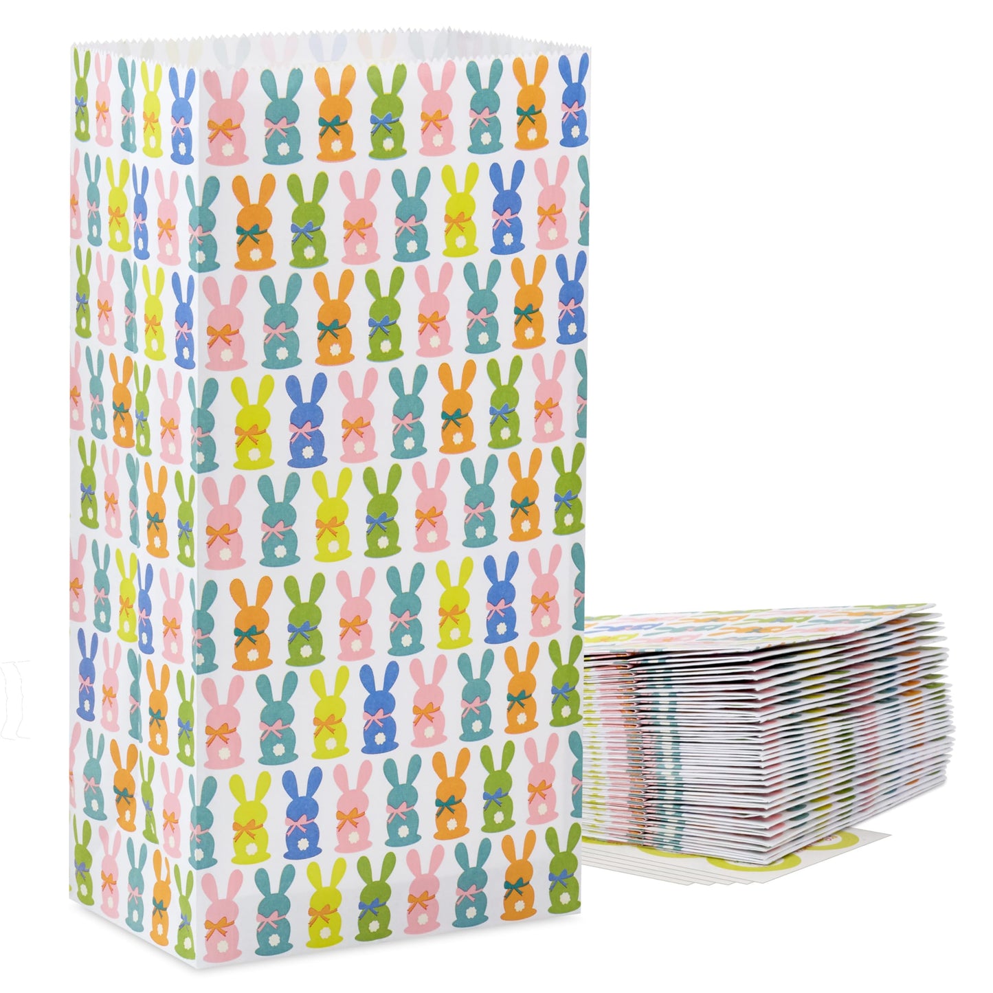 Hallmark Easter Bunny Party Favor and Wrapped Treat Bags (30 Ct. with 60 Stickers) for Easter Baskets, Kids, Sunday School