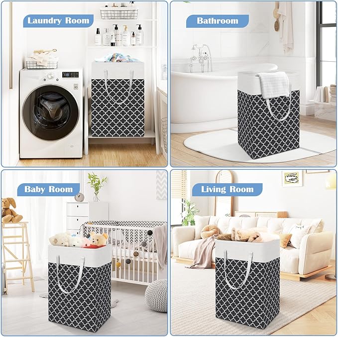 BlissTotes 3-Pack Laundry Basket, Freestanding＆Waterproof Laundry Hamper