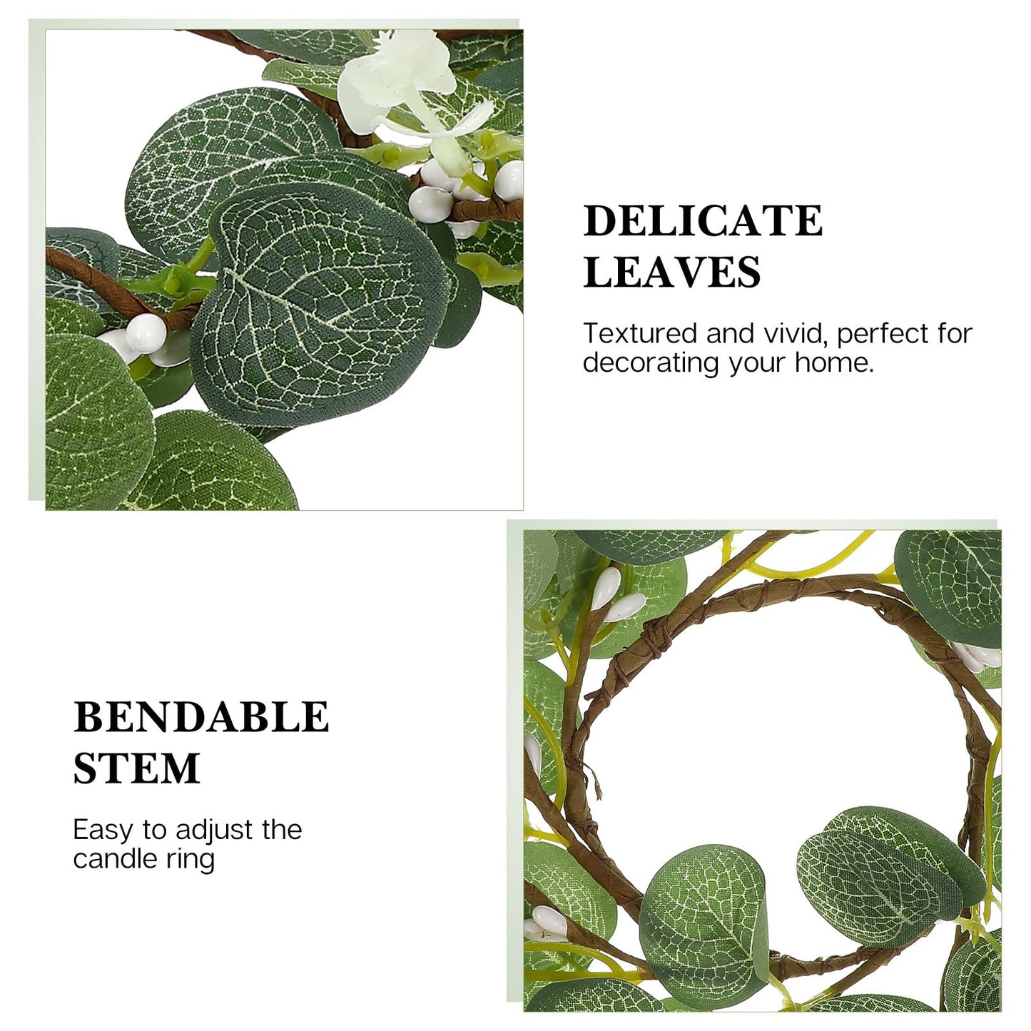 Healeved 4pcs Eucalyptus Wreaths Small Spring Candle Rings Wreaths Easter Candle Rings for Pillars, 9. 43x9. 43x0. 79in