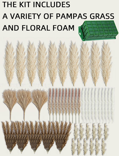 NTLPAMPA Large Boho Decor Pampas Grass Wall Decor (35~50inch) - Natural Dried Flower All-in-One Kit ,Easy Install, Perfect Decor for Living Room、Wedding Arch、Entryway、Party Decor