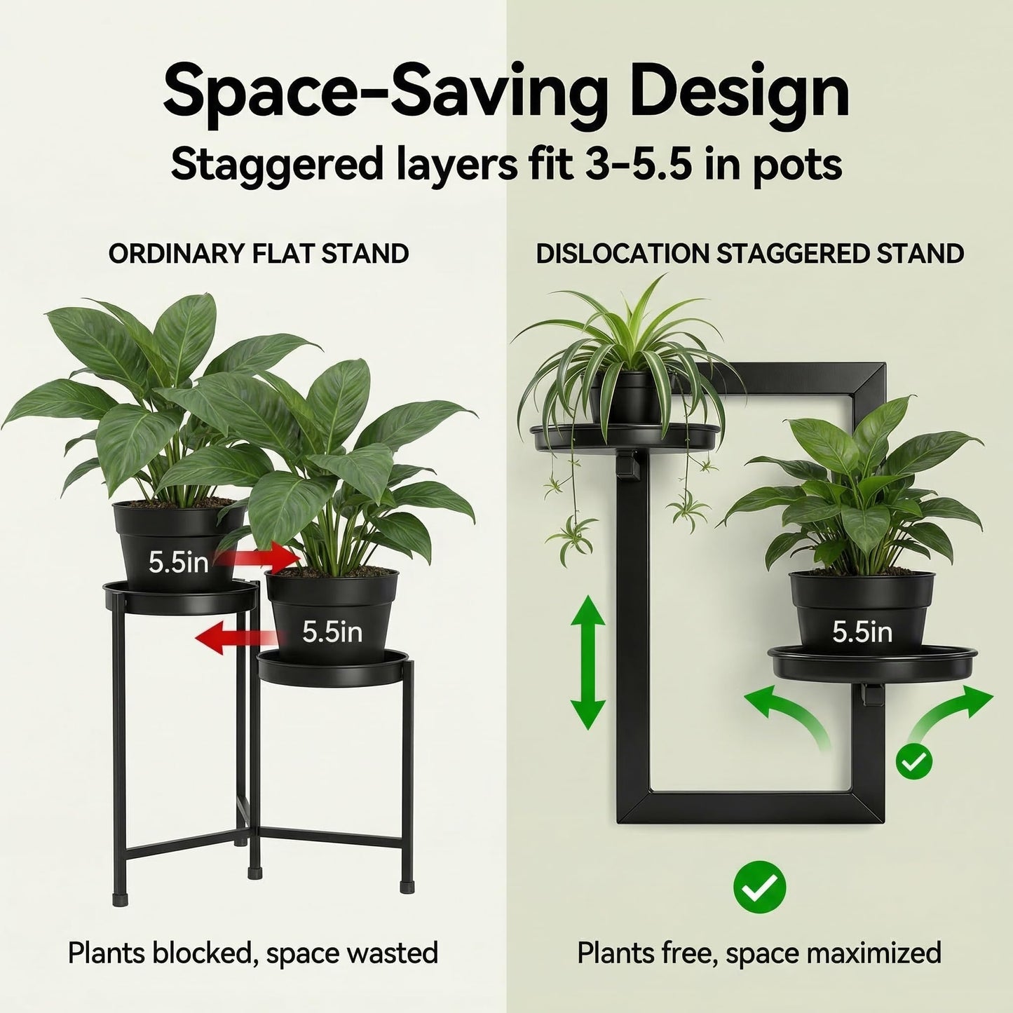 TECKED 4 Pack Wall Planters for Indoor Plants, Modern Style, Hanging Plant Holder, Window Plant Hanger, Black, Space Saving, Durable