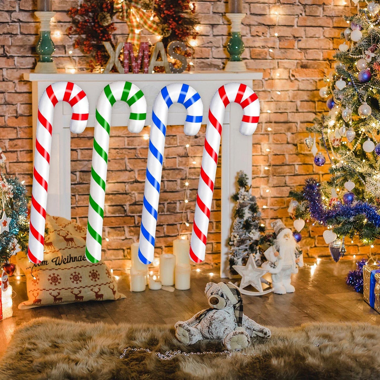9Pcs Christmas Inflatable Candy Canes, 35inch Large Candy Cane Decorations for Indoor Outdoor