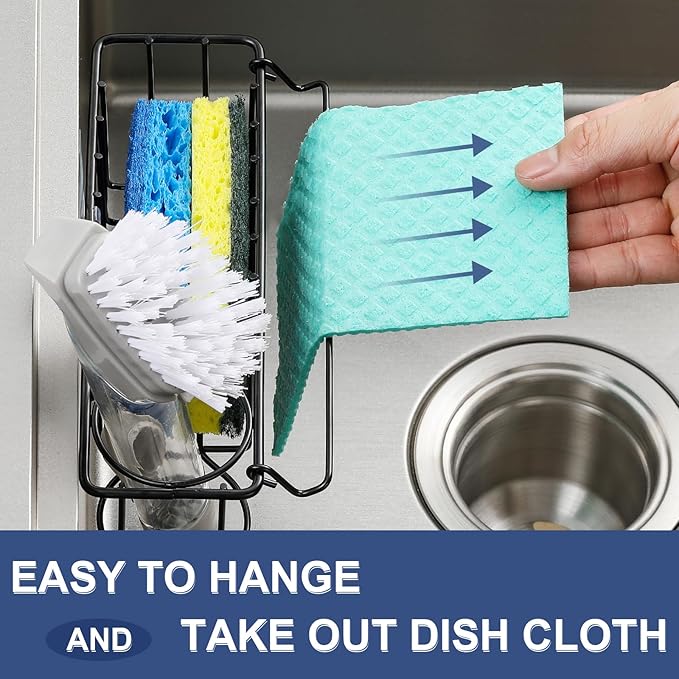 3-In-1 Sponge Holder for Kitchen Sink, 2 Type Suspension Options, Hanging Sink