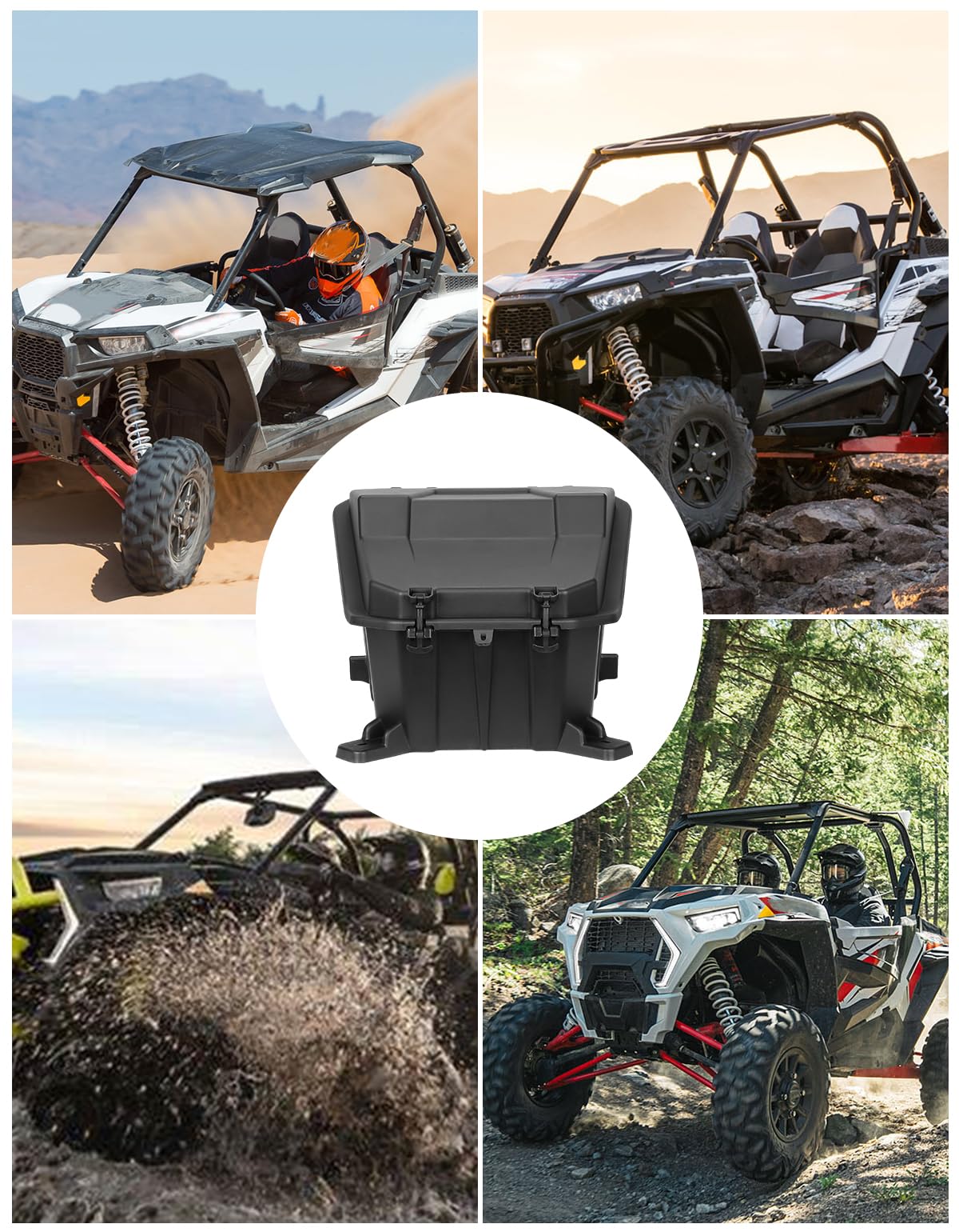 KEMIMOTO 69 QTUTV Rear Storage Cargo Box Compatible with RZR XP 1000 / Turbo / 4 Turbo / 4 1000/900 / 4 900 / S 900 / S1000 / S4 1000 UTV Bed Tool Storage Box Replace # 2881193