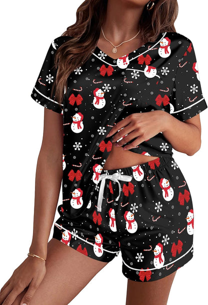 Ekouaer Silk Pajama for Women Short Sleeve Satin Pj Set Two Piece Soft Sleepwear Loungewear, S-XXL