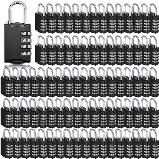 100 Pcs 4 Digit Combination Lock Bulk Small 4 Digit Combo Locks Waterproof Outdoor Combo Locker Black Keyless Number Padlock for Traveling Luggage Toolbox Gym Door Locker Suitcases Fence Cabinet