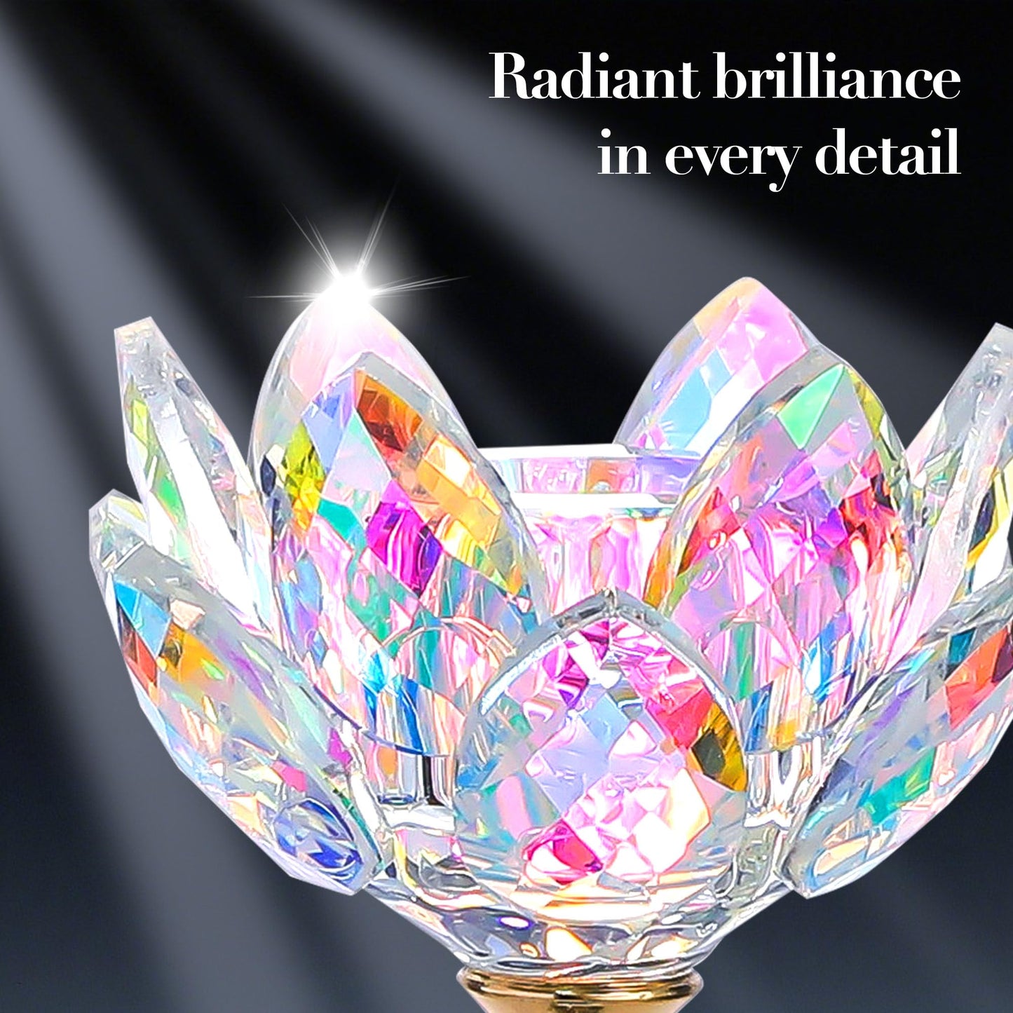 3pcs Crystal Candle Holders, Lotus Flower Candlestick Holders with Mirror Base, Metal Stand, Elegant Table Centerpieces for Home Decor, Wedding, Party (Taper Candle)