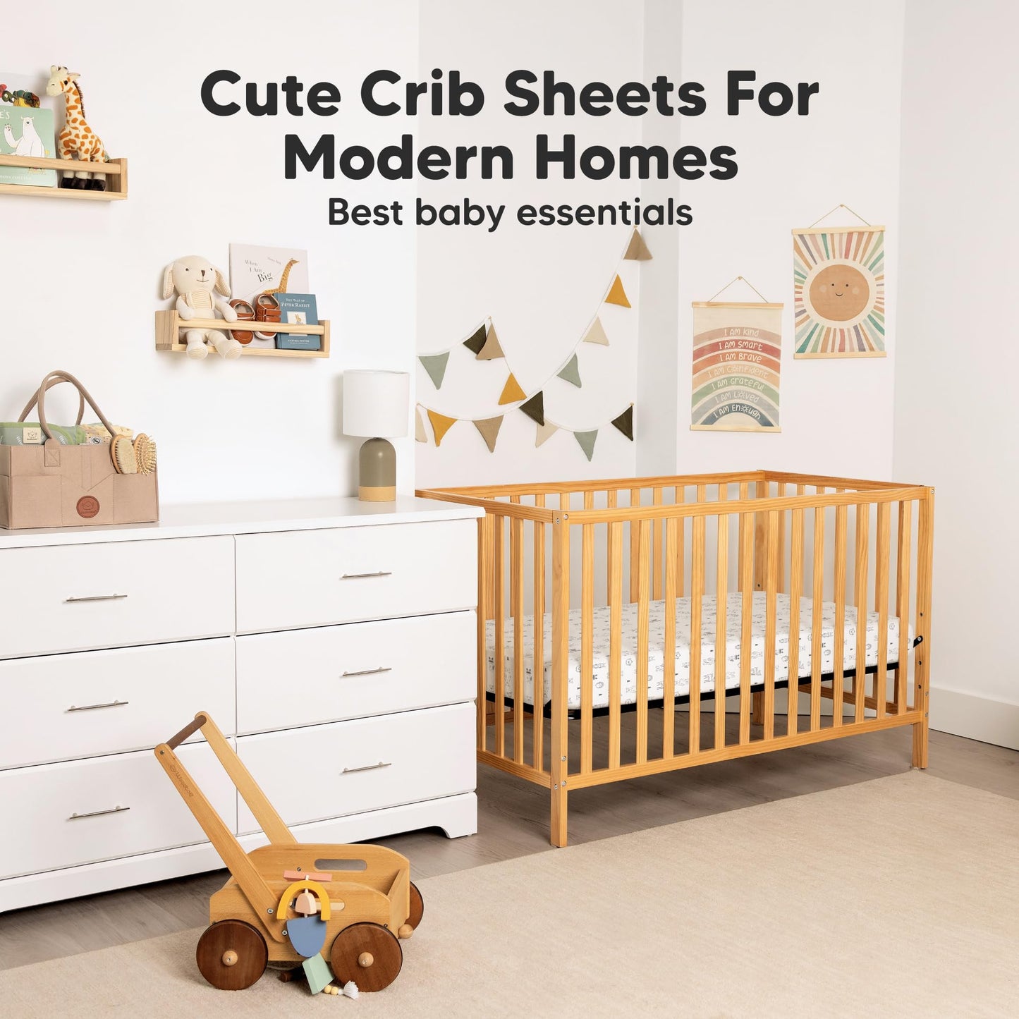 KeaBabies 2-Pack Organic Cotton Crib Sheets for Boys, Girls - 52x28 Fitted Crib Mattress Sheet Neutral, Breathable Cover for Baby Bed Set, Toddler Mattress, Soft & Cute Prints (Butterflies)