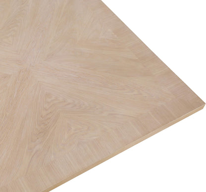 Meridian Furniture 729Oak-T Belinda Collection Mid-Century Modern Dining Table, Solid Wood Base, Natural Finish Oak Wood Veneer MDF Top, Square Top, Fluted Base, 54" W x 54" D x 31" H, Oak