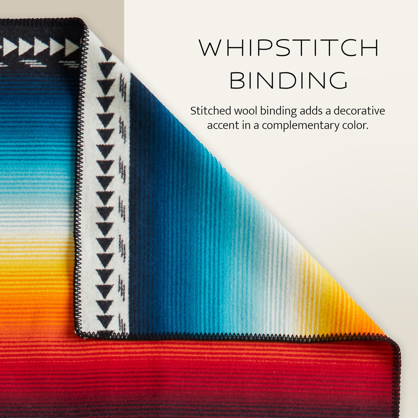 Pendleton Jacquard Unnapped Twin Blanket 64" x 80" - Heirloom Quality Virgin Wool, Reversible, Reinforced Ultrasuede Binding, Made in USA - Saltillo Sunset