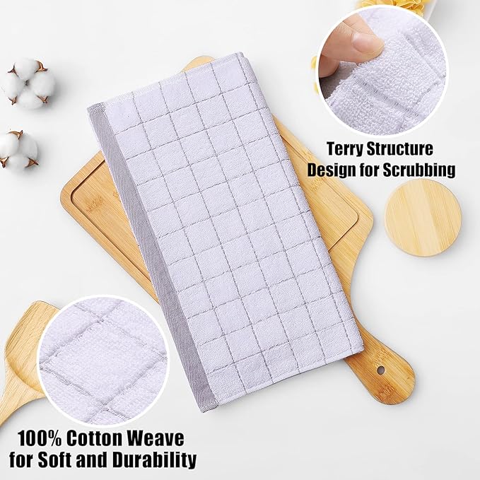 Homaxy 100% Cotton Terry Kitchen Dish Cloths, Ultra Soft and Absorbent Dish